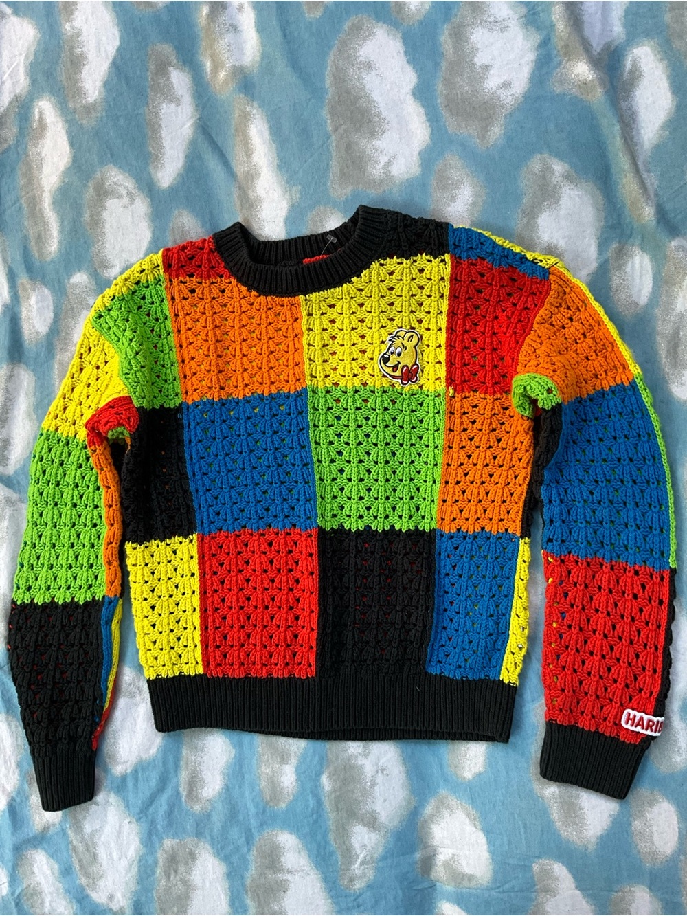 JCPenney x Haribo Colorful Patchwork Knit Sweater Goldbear NWOT XS
